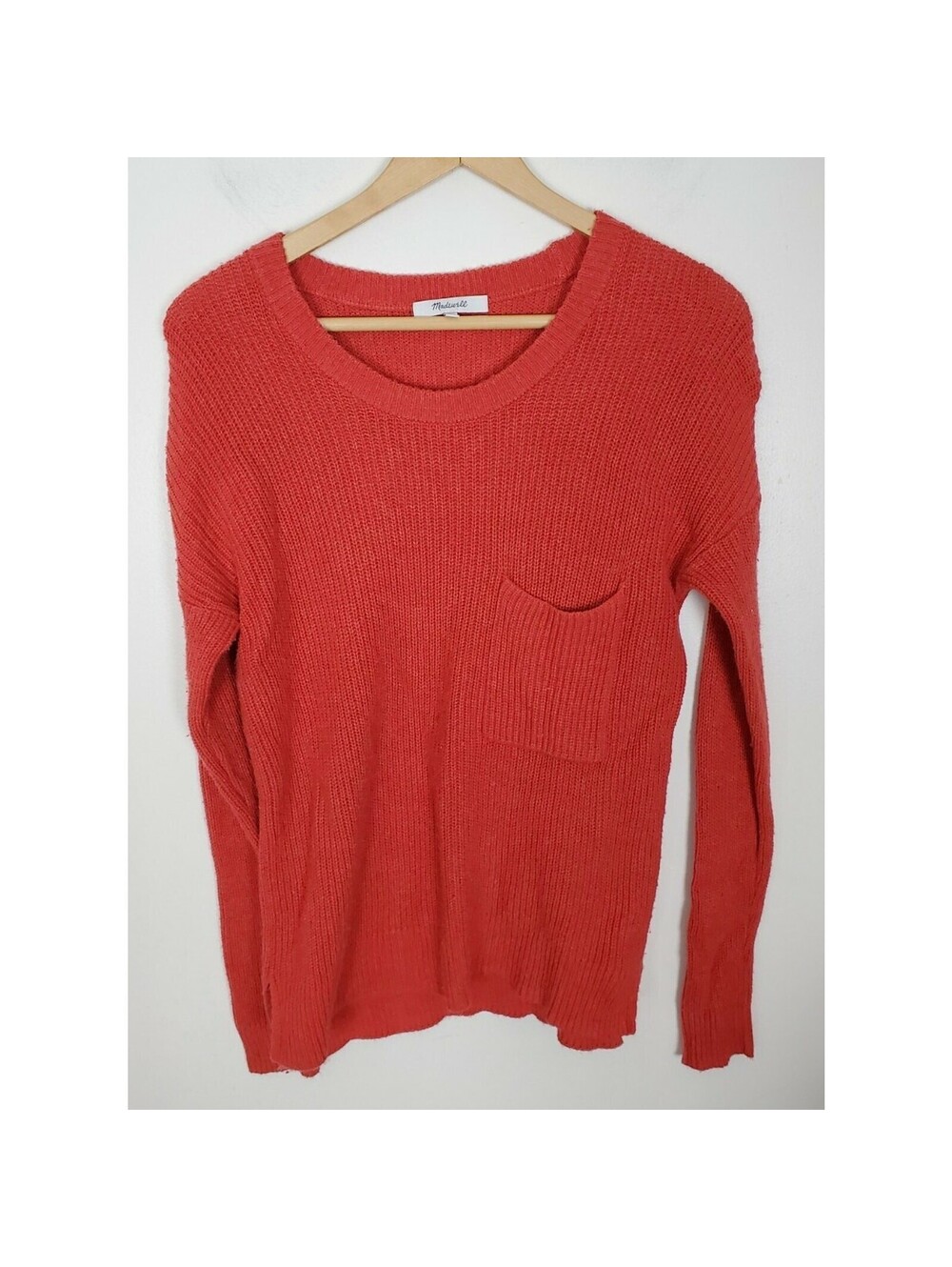 Madewell XS Salmon Pink Orange Women's Sweater Breast Pocket